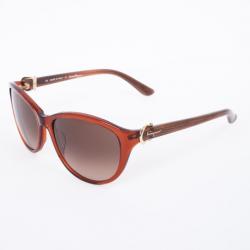 مملوكة مسبقًا Salvatore Ferragamo Crystal Rust Brown 614S Cat Eye Women's Sunglasses 