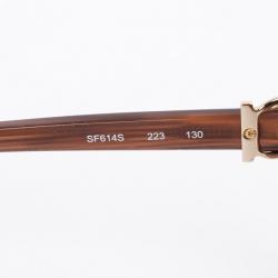 مملوكة مسبقًا Salvatore Ferragamo Crystal Rust Brown 614S Cat Eye Women's Sunglasses 