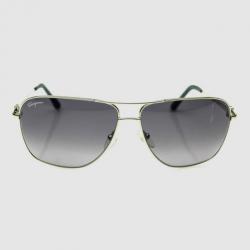مملوكة مسبقًا Salvatore Ferragamo Shiny Silver SF108SL Unisex Aviators