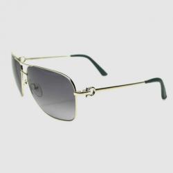 مملوكة مسبقًا Salvatore Ferragamo Shiny Silver SF108SL Unisex Aviators