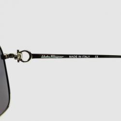 مملوكة مسبقًا Salvatore Ferragamo Shiny Silver SF108SL Unisex Aviators