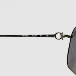 مملوكة مسبقًا Salvatore Ferragamo Shiny Silver SF108SL Unisex Aviators