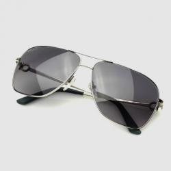 مملوكة مسبقًا Salvatore Ferragamo Shiny Silver SF108SL Unisex Aviators