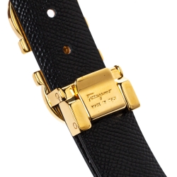 Pre Owned حزام سالفاتوري فيراغامو وجهين جلد كريمي و أسود 95 سم