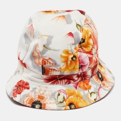 Salvatore Ferragamo Multicolor Floral Print Cotton Bucket Hat Size 58