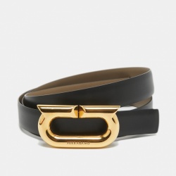 Salvatore Ferragamo Beige/Black Leather Donna Reversible Cut to Size Belt 