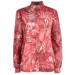 Pre Owned Salvatore Ferragamo Red Leaf Printed Cotton Long Sleeve Shirt L