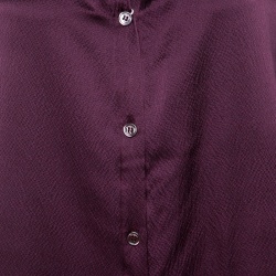 Pre Owned Salvatore Ferragamo Burgundy Textured Silk Long Sleeve Shirt L