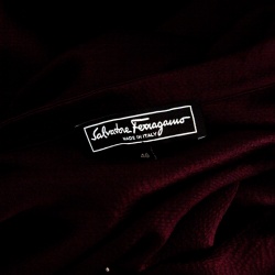 Pre Owned Salvatore Ferragamo Burgundy Textured Silk Long Sleeve Shirt L