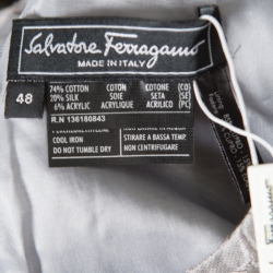 Pre Owned Salvatore Ferragamo Grey Snakeskin Patterned Cotton Jacquard Sheath Dress L