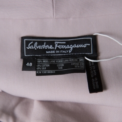 Pre Owned Salvatore Ferragamo Beige Wool and Cotton Paneled Twist Front Detail Shift Dress L