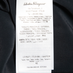 Pre Owned Salvatore Ferragamo Navy Blue Printed Pleated Sleeveless Top M