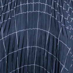 Pre Owned Salvatore Ferragamo Navy Blue Printed Pleated Sleeveless Top M