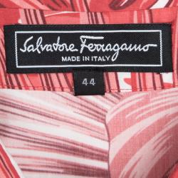 Pre Owned Salvatore Ferragamo Red Leaf Printed Cotton Long Sleeve Shirt  M
