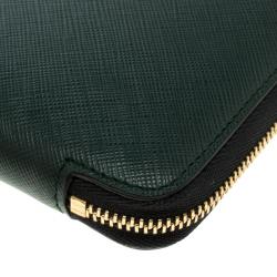 Pre Owned محفظة سالفاتوري فيراغامو سحاب ملتف جلد خضراء داكنة