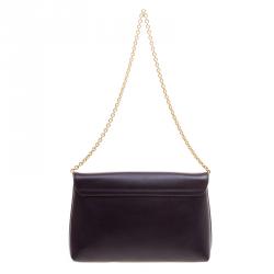 Pre Owned حقيبة كلتش سالفاتوري فيراغامو سلسلة قفل غانسيو جلد بنفسجية