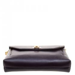 Pre Owned حقيبة كلتش سالفاتوري فيراغامو سلسلة قفل غانسيو جلد بنفسجية