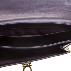 Pre Owned حقيبة كلتش سالفاتوري فيراغامو سلسلة قفل غانسيو جلد بنفسجية