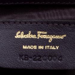 Pre Owned حقيبة كلتش سالفاتوري فيراغامو سلسلة قفل غانسيو جلد بنفسجية