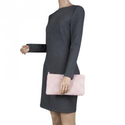 مملوكة مسبقًا Salvatore Ferragamo Pink Quilted Leather Macaron Clutch