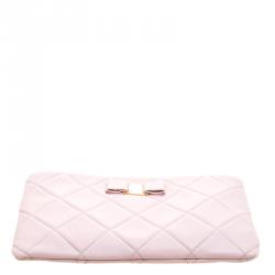 مملوكة مسبقًا Salvatore Ferragamo Pink Quilted Leather Macaron Clutch