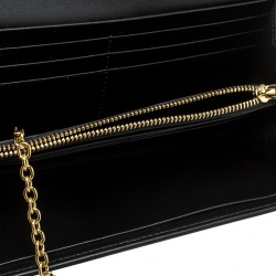 مملوكة مسبقًا محفظة سالفاتوري فيراغامو كونتيننتال قفل زهرة جلد سوداء