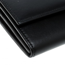 مملوكة مسبقًا محفظة سالفاتوري فيراغامو كونتيننتال قفل زهرة جلد سوداء