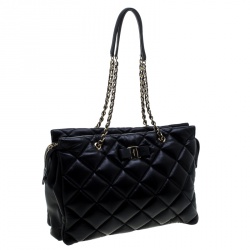 Pre Owned حقيبة كتف سالفاتوري فيراغامو سلسلة غينت جلد مبطنة سوداء