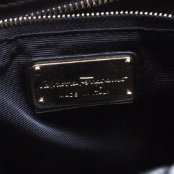 Pre Owned حقيبة كتف سالفاتوري فيراغامو سلسلة غينت جلد مبطنة سوداء