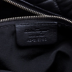 Pre Owned حقيبة كتف سالفاتوري فيراغامو سلسلة غينت جلد مبطنة سوداء