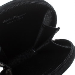 Pre Owned Salvatore Ferragamo Black Leather Round Coin Purse