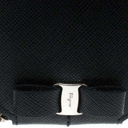 Pre Owned Salvatore Ferragamo Black Leather Round Coin Purse