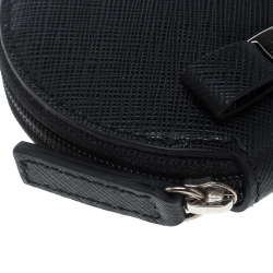 Pre Owned Salvatore Ferragamo Black Leather Round Coin Purse