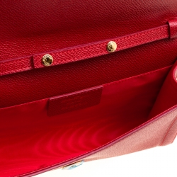 Pre Owned Salvatore Ferragamo Red Leather Vara Bow Clutch