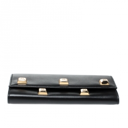مملوكة مسبقًا Salvatore Ferragamo Black Studded Leather Continental Wallet