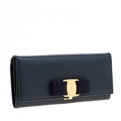 مملوكة مسبقًا Salvatore Ferragamo Blue Leather Miss Vara Wallet