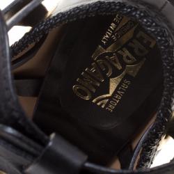 Pre Owned صندل سالفاتوري فيراغامو غلاديتور شيلا جلد أسود مقاس 340