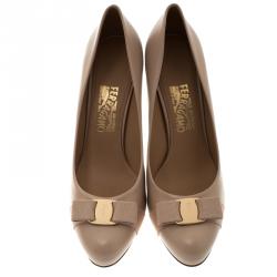 Pre Owned Salvatore Ferragamo Beige Leather Pimpa Pumps Size 41.5