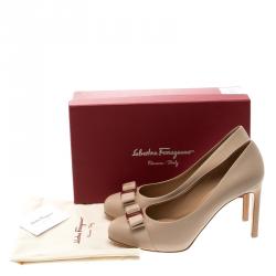 Pre Owned Salvatore Ferragamo Beige Leather Pimpa Pumps Size 41.5