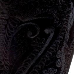 Pre Owned Salvatore Ferragamo Black Cord Embroidered Velvet Knee Boots Size 37