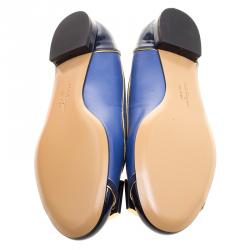 Pre Owned Salvatore Ferragamo Blue Leather And Suede Missy Ballet Flats Size 40.5
