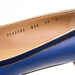 Pre Owned Salvatore Ferragamo Blue Leather And Suede Missy Ballet Flats Size 40.5