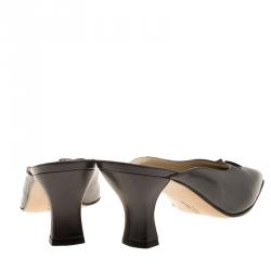 Salvatore Ferragamo Graphite Leather Mules Size 38