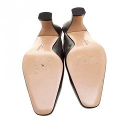 Salvatore Ferragamo Graphite Leather Mules Size 38