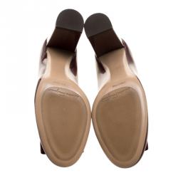 مملوكة مسبقًا حذاء كعب عالي سلفاتوري فيراغامو نينا جلد عنابي لامع مقاس 40.5