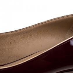 مملوكة مسبقًا حذاء كعب عالي سلفاتوري فيراغامو نينا جلد عنابي لامع مقاس 40.5