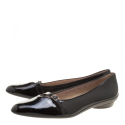 Pre Owned Salvatore Ferragamo Black Patent Leather Audrey Mary Jane Ballet Flats Size 40.5