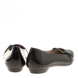 Pre Owned Salvatore Ferragamo Black Patent Leather Audrey Mary Jane Ballet Flats Size 40.5