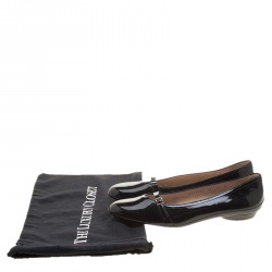 Pre Owned Salvatore Ferragamo Black Patent Leather Audrey Mary Jane Ballet Flats Size 40.5