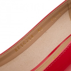 Pre Owned حذاء كعب عالي سالفاتوري فيراغاو فيونكة كعب عريض اليندا جلد لامع أحمر مقاس 40